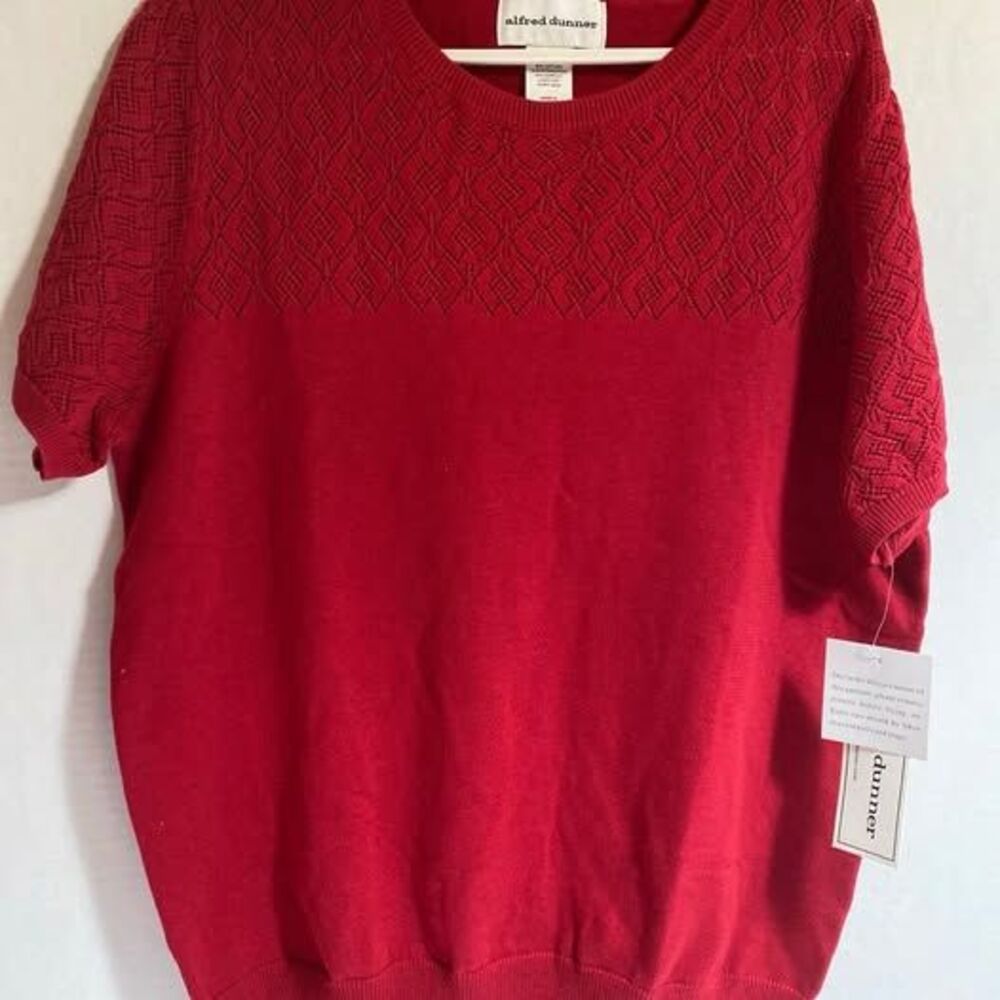 Alfred Dunner women's red sweater short sleeves red Sz S cotton blend NWT